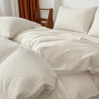 HKM-104851 Cotton White Quilt Cover Set - Modern Three-Piece Bedding for 0.9m and 1.2m Beds