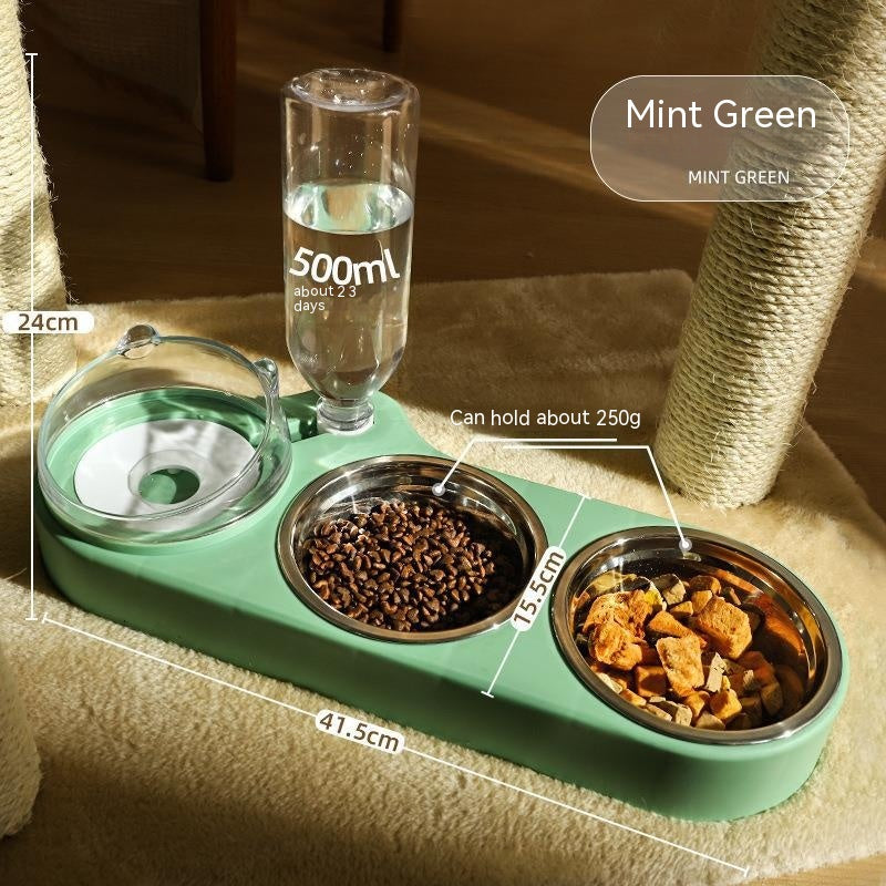 HKM-1049789 Automatic Cat Food and Water Station with Cat Ear Design in Multiple Colors, Ideal for Small to Medium Pets
