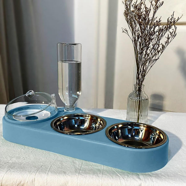 HKM-1049789 Automatic Cat Food and Water Station with Cat Ear Design in Multiple Colors, Ideal for Small to Medium Pets