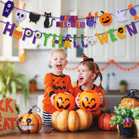 HKM-104979 Halloween Pumpkin Triangle Banner Flag for Festive Party Decorations