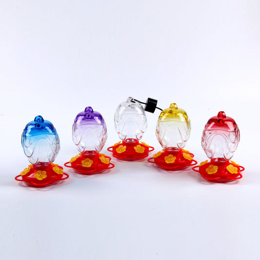 HKM-105107 Colorful Painted Glass Feeder for Aquariums - Decorative Garden Accent