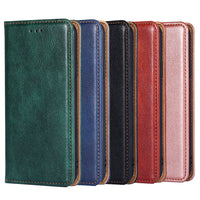 HKM-105107 Premium Leather Magnetic Flip Phone Case with Card Slots for Samsung Models
