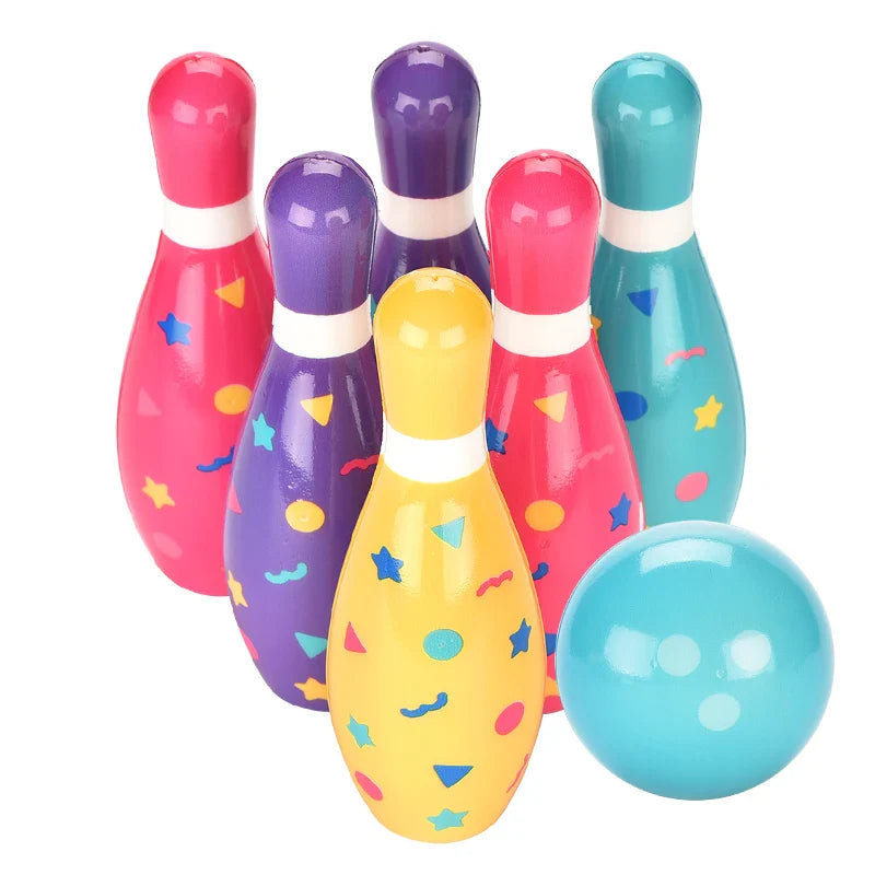 HKM-105107 Soft PU Bowling Ball Play Set with Skittles Pins for Outdoor Fun - Ages 3+