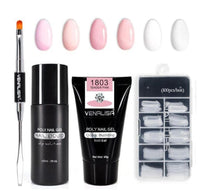 HKM-105491 Poly Nail Gel Kit for Nail Extension and Design - 45g Transparent Jelly Gel and 100 Nail Tips