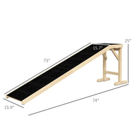 HKM-1055037 Natural Pine Wood Dog Ramp with Non-Slip Carpet Surface for Easy Access to Bed or Couch
