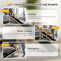 HKM-1055037 Natural Pine Wood Dog Ramp with Non-Slip Carpet Surface for Easy Access to Bed or Couch