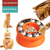HKM-1055549 Rotating Cat Bowl Puzzle Toy for Fun Feeding - Pink and Orange Plastic