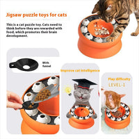 HKM-1055549 Rotating Cat Bowl Puzzle Toy for Fun Feeding - Pink and Orange Plastic