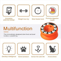 HKM-1055549 Rotating Cat Bowl Puzzle Toy for Fun Feeding - Pink and Orange Plastic