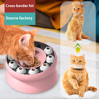 HKM-1055549 Rotating Cat Bowl Puzzle Toy for Fun Feeding - Pink and Orange Plastic