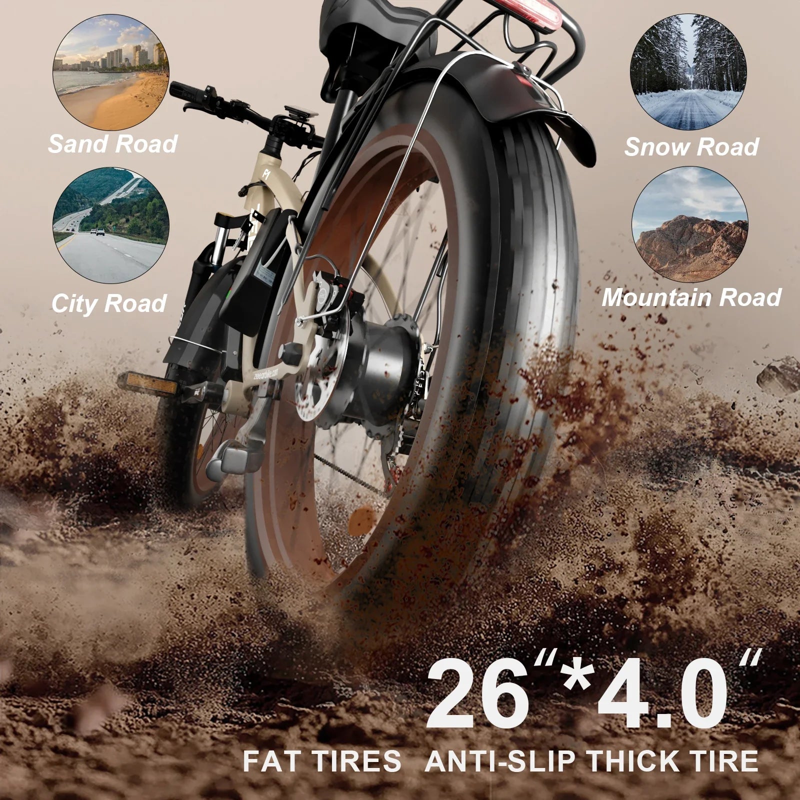 HKM-105555 26" Electric City Fat Tire Bicycle with 2000w Dual Motor and 22.4ah Battery