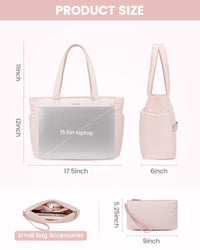 HKM-105555 Puffer Quilted Laptop Tote Bag for Women, 15.6 Inch Large Travel Shoulder Handbag