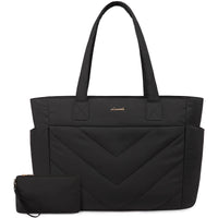 HKM-105555 Puffer Quilted Laptop Tote Bag for Women, 15.6 Inch Large Travel Shoulder Handbag
