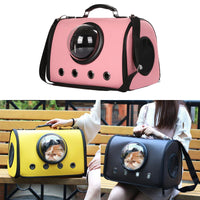 HKM-1055805 Portable Pet Backpack for Small Dogs and Cats - Durable PU Leather Carrier with Air Circulation Design