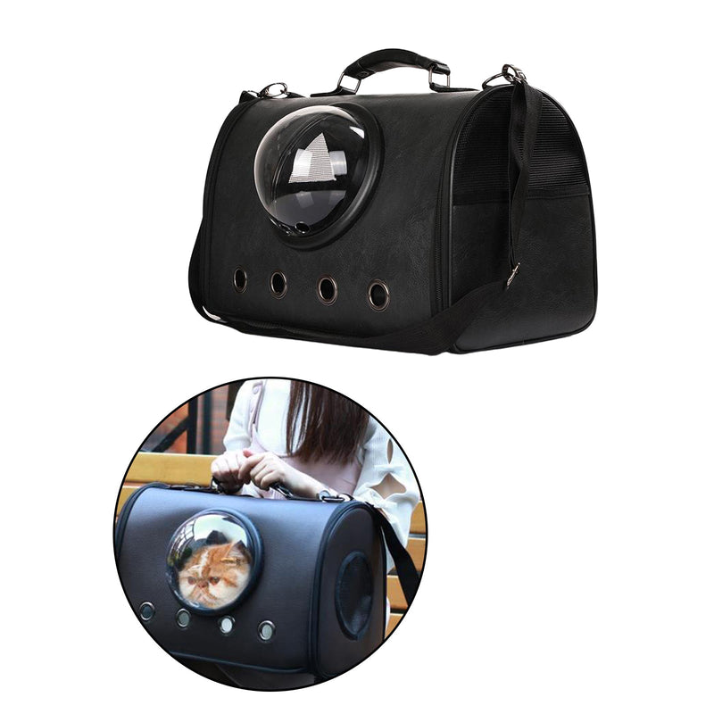 HKM-1055805 Portable Pet Backpack for Small Dogs and Cats - Durable PU Leather Carrier with Air Circulation Design