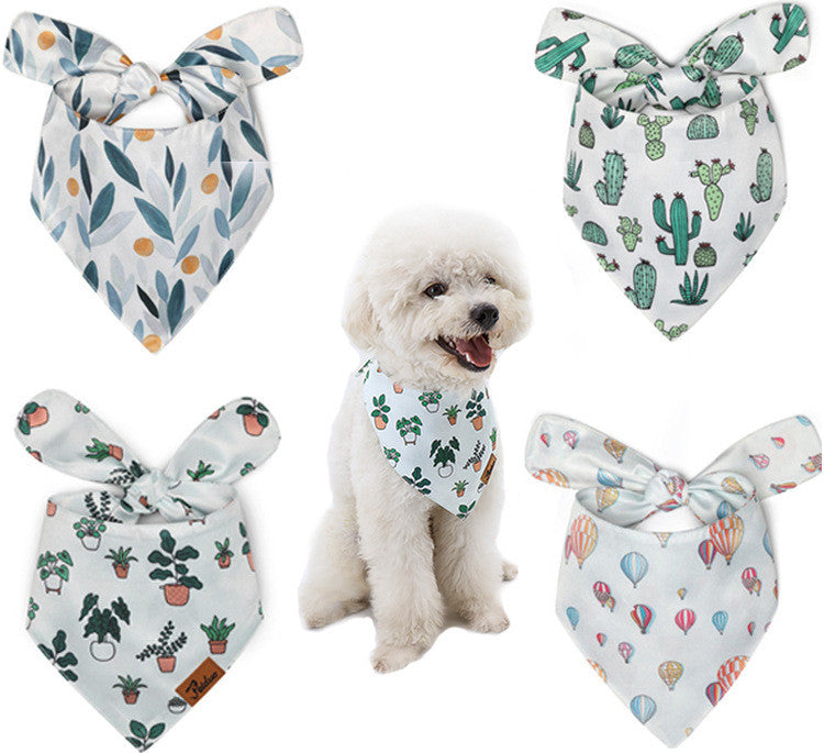 HKM-1056957 Summer Floral Pattern Dog Scarf and Saliva Towel in Various Colors