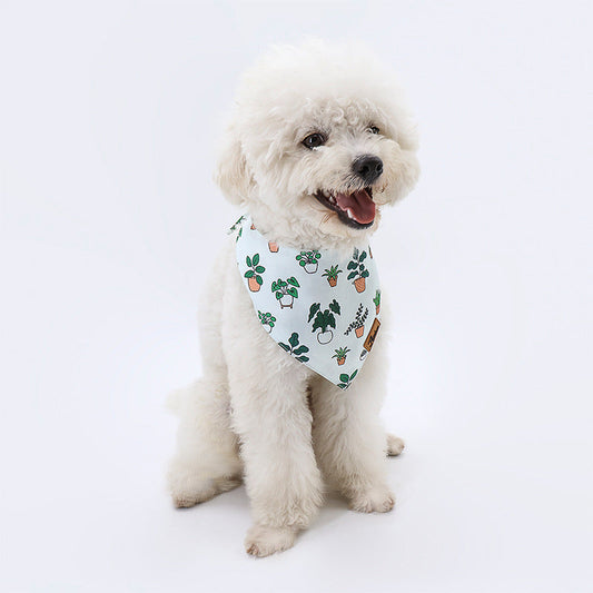 HKM-1056957 Summer Floral Pattern Dog Scarf and Saliva Towel in Various Colors