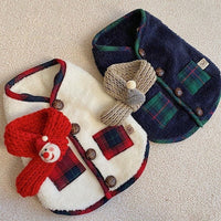 HKM-1057725 Christmas Scarf for Pets in White and Navy Blue - Coral Fleece Available in XS to 2XL