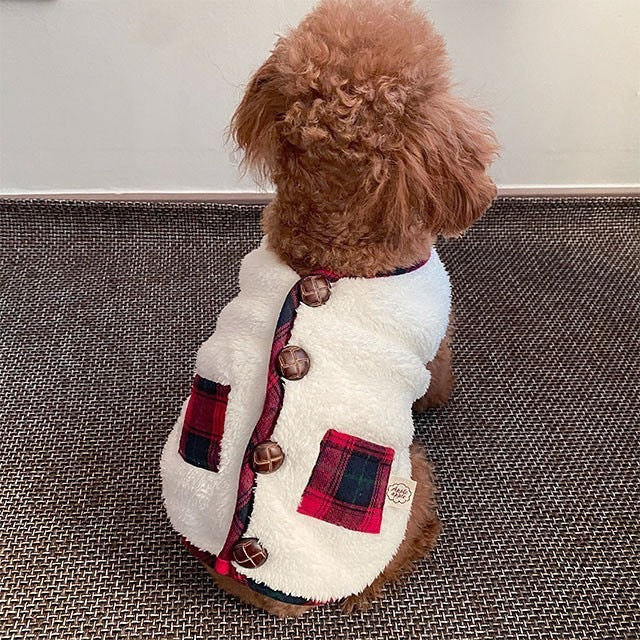 HKM-1057725 Christmas Scarf for Pets in White and Navy Blue - Coral Fleece Available in XS to 2XL