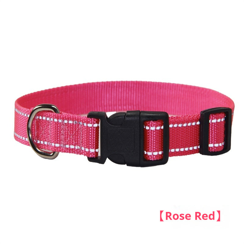 HKM-1059133 Reflective Striped Dog Collar with Outdoor Rope - Multiple Colors Available