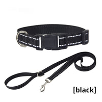 HKM-1059133 Reflective Striped Dog Collar with Outdoor Rope - Multiple Colors Available