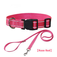 HKM-1059133 Reflective Striped Dog Collar with Outdoor Rope - Multiple Colors Available