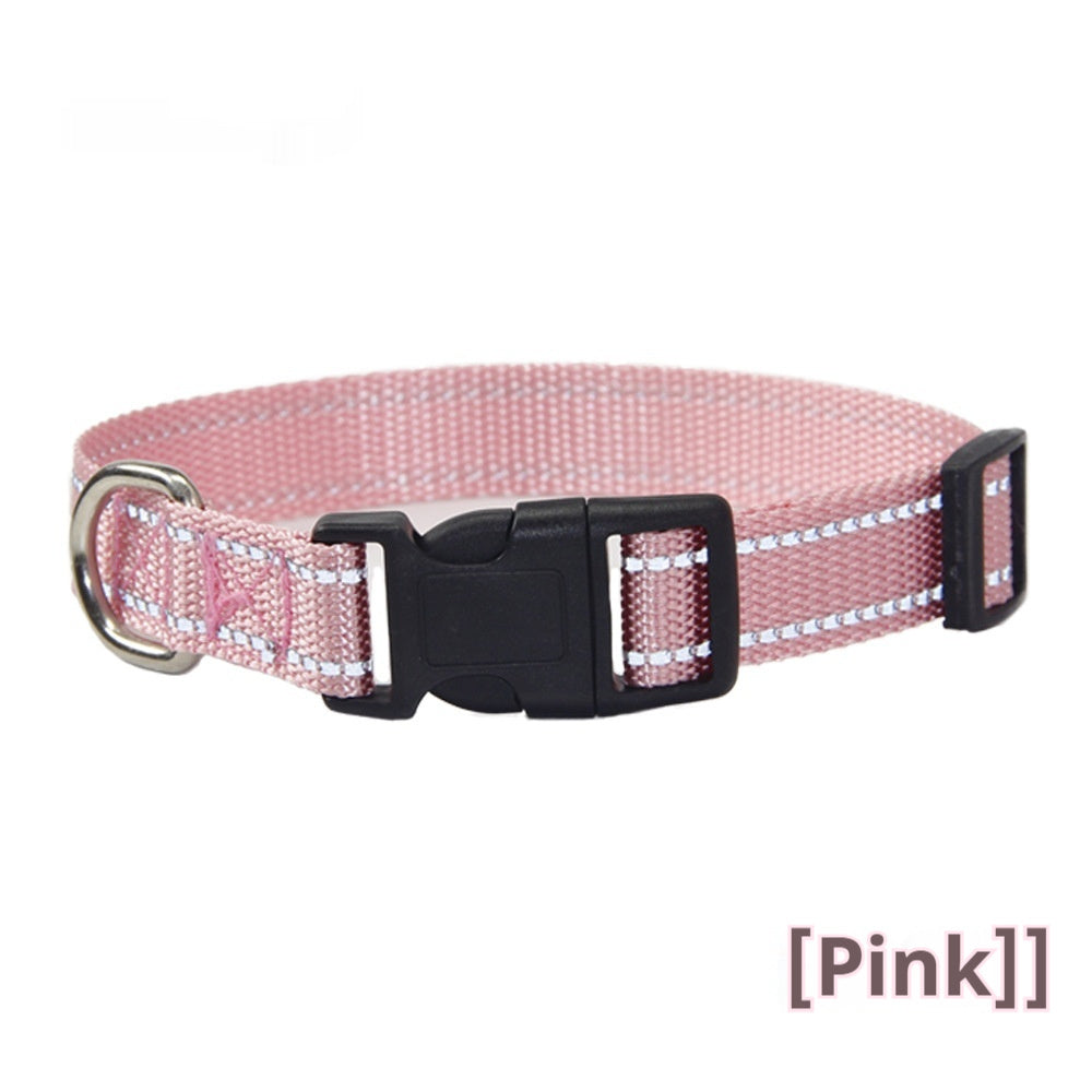 HKM-1059133 Reflective Striped Dog Collar with Outdoor Rope - Multiple Colors Available