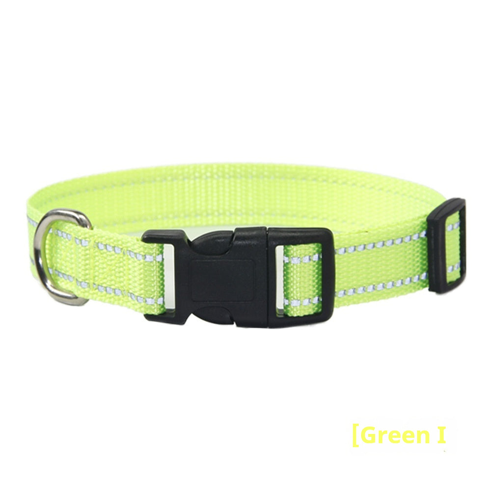 HKM-1059133 Reflective Striped Dog Collar with Outdoor Rope - Multiple Colors Available