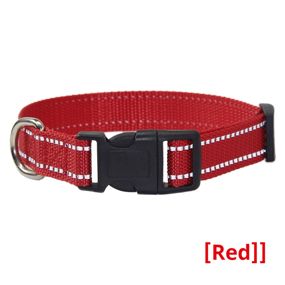 HKM-1059133 Reflective Striped Dog Collar with Outdoor Rope - Multiple Colors Available