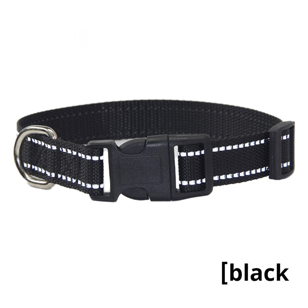 HKM-1059133 Reflective Striped Dog Collar with Outdoor Rope - Multiple Colors Available