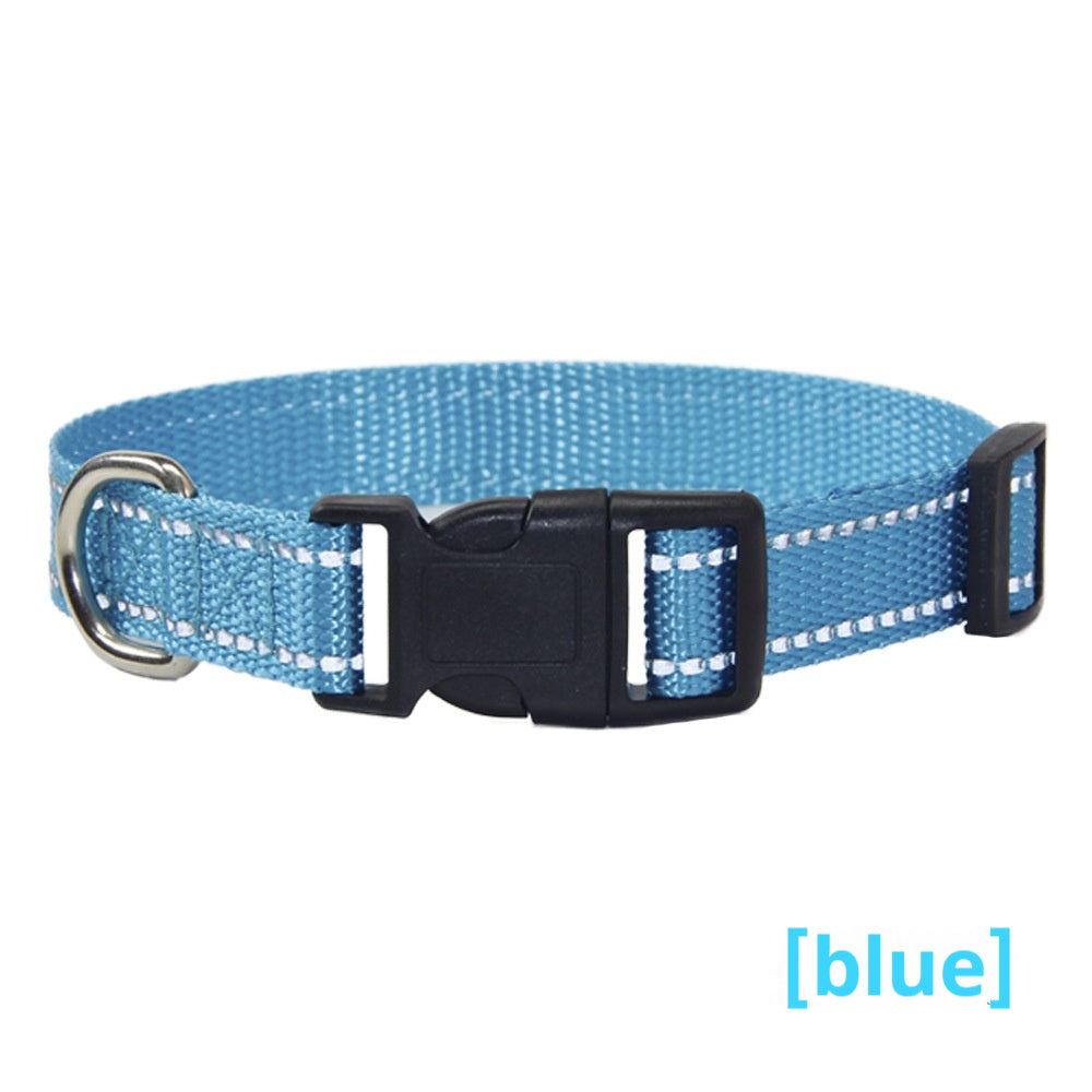 HKM-1059133 Reflective Striped Dog Collar with Outdoor Rope - Multiple Colors Available