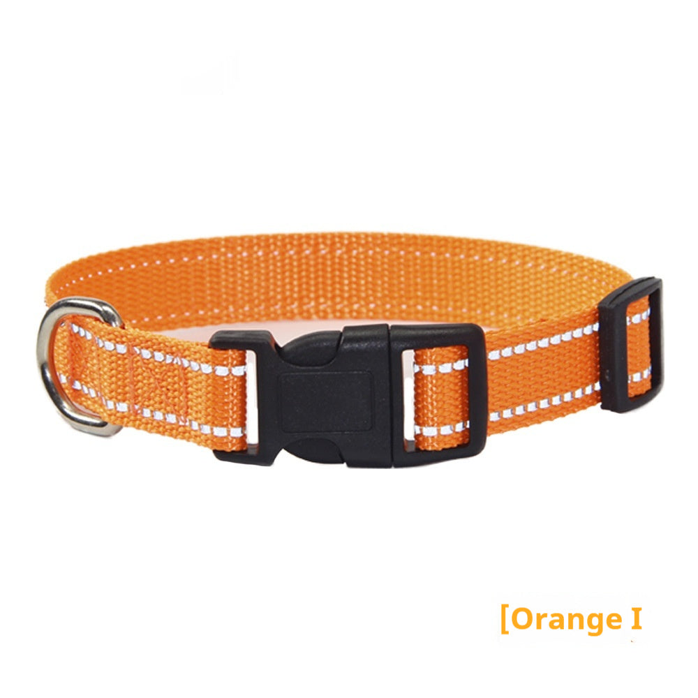 HKM-1059133 Reflective Striped Dog Collar with Outdoor Rope - Multiple Colors Available