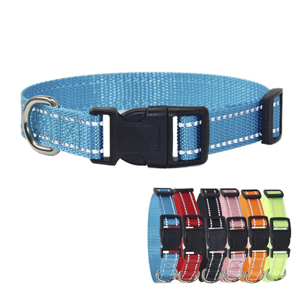 HKM-1059133 Reflective Striped Dog Collar with Outdoor Rope - Multiple Colors Available