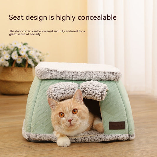 HKM-1059389 Self-Heating Thermal Pet Bed - Cozy Nest for Cats in Various Sizes