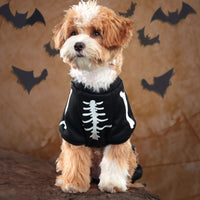 HKM-1059901 Luminous Skull Bones Halloween Pet Clothing for Four-Legged Friends in Milk Silk Fabric