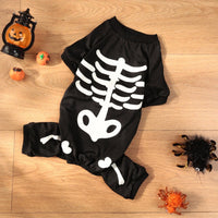 HKM-1059901 Luminous Skull Bones Halloween Pet Clothing for Four-Legged Friends in Milk Silk Fabric