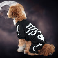 HKM-1059901 Luminous Skull Bones Halloween Pet Clothing for Four-Legged Friends in Milk Silk Fabric