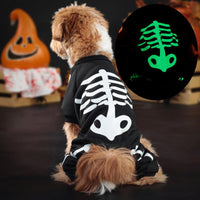 HKM-1059901 Luminous Skull Bones Halloween Pet Clothing for Four-Legged Friends in Milk Silk Fabric
