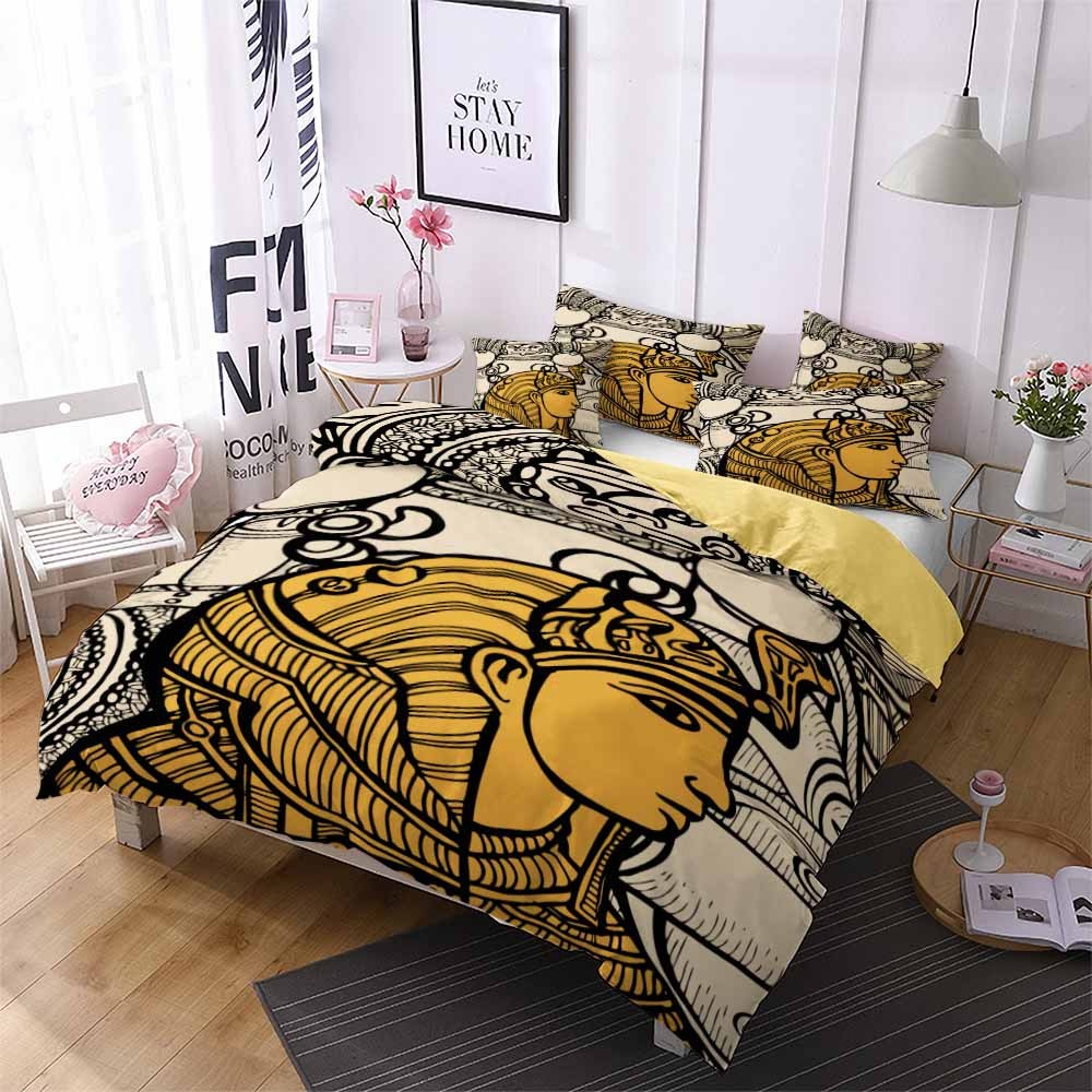 HKM-106003 Egyptian Culture Inspired 3D Bedding Set in Floral Design – Multiple Sizes Available
