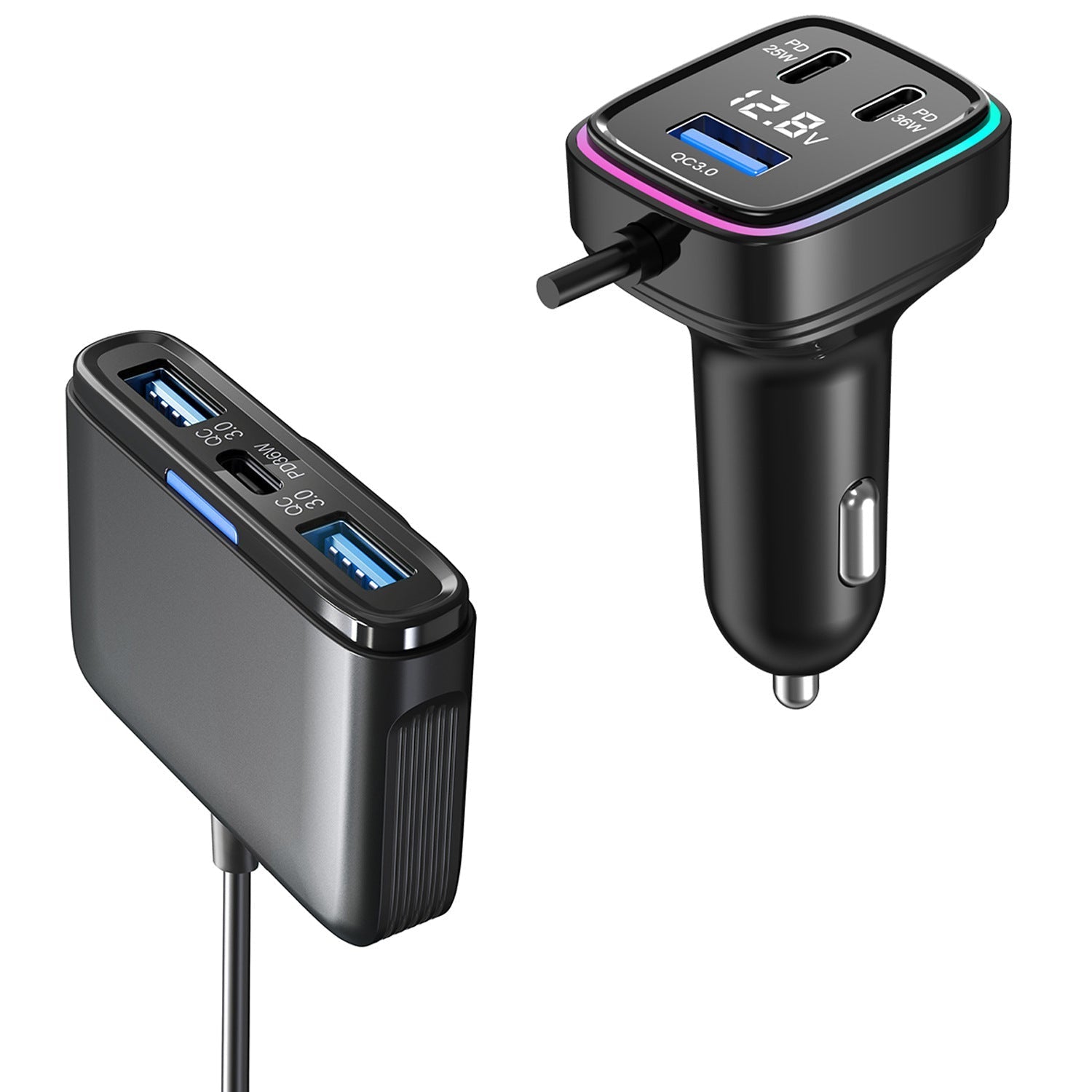 HKM-106067 Fast-Charging Car Charger - 115W Output, Compact Design, Input 12-24V