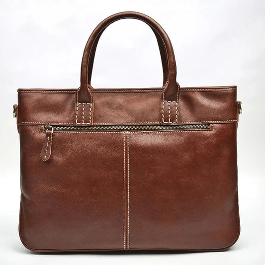 HKM-106067 Luxury Vintage Leather 14 Inch Laptop Bag for Men, Messenger Briefcase Ideal for Business Use