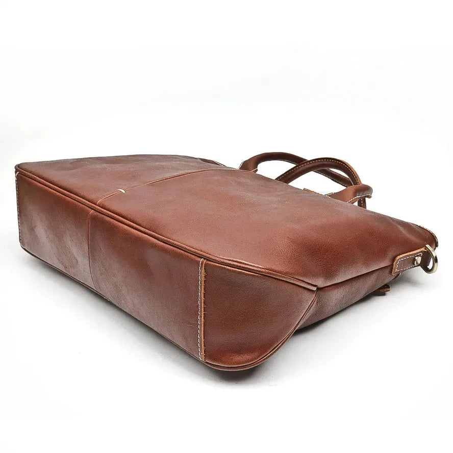 HKM-106067 Luxury Vintage Leather 14 Inch Laptop Bag for Men, Messenger Briefcase Ideal for Business Use