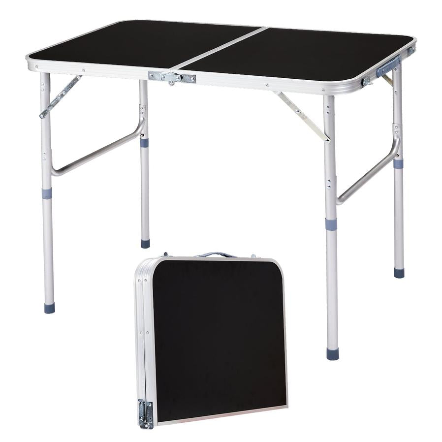 HKM-106195 3ft Black Outdoor Folding Table - Aluminum Alloy, Rectangular Design, 50kg Weight Capacity