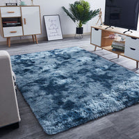 HKM-106387 Plush Peacock Blue Floor Mat for Under Bed and Coffee Table, Multiple Sizes Available