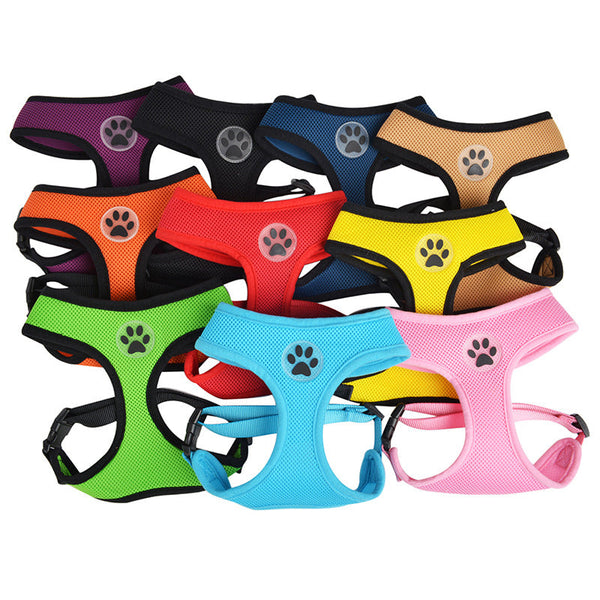 HKM-1064381 Breathable Mesh Pet Chest Harness with Adjustable Traction Rope - Multiple Colors & Sizes Available