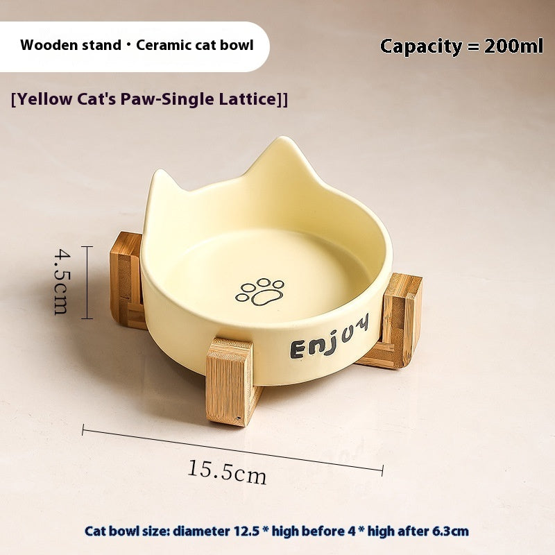 HKM-1065277 2-in-1 Cat Bowl Set with Wooden Frame ¨C Dual Feeding Design for Cats, Various Colors Available