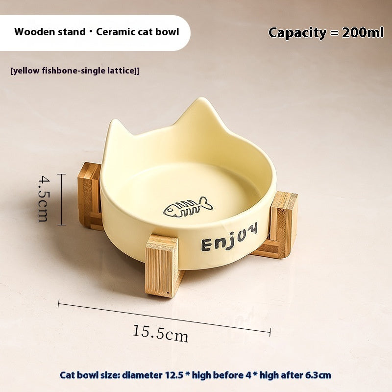 HKM-1065277 2-in-1 Cat Bowl Set with Wooden Frame ¨C Dual Feeding Design for Cats, Various Colors Available