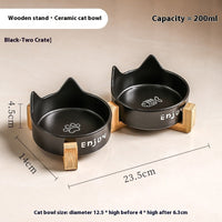HKM-1065277 2-in-1 Cat Bowl Set with Wooden Frame ¨C Dual Feeding Design for Cats, Various Colors Available