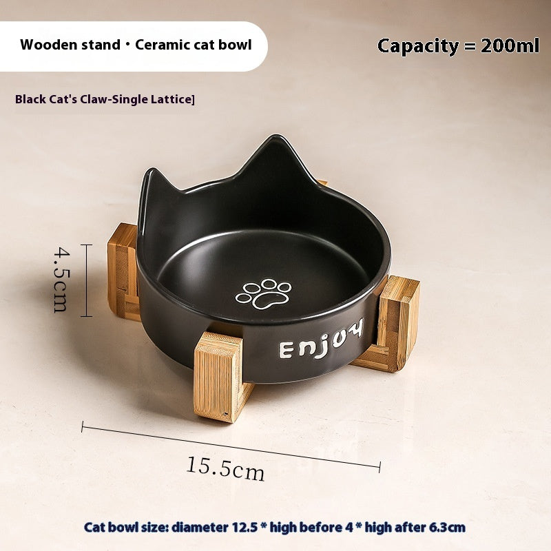 HKM-1065277 2-in-1 Cat Bowl Set with Wooden Frame ¨C Dual Feeding Design for Cats, Various Colors Available