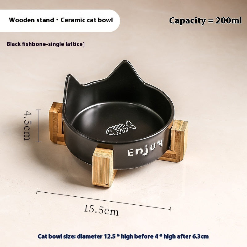 HKM-1065277 2-in-1 Cat Bowl Set with Wooden Frame ¨C Dual Feeding Design for Cats, Various Colors Available
